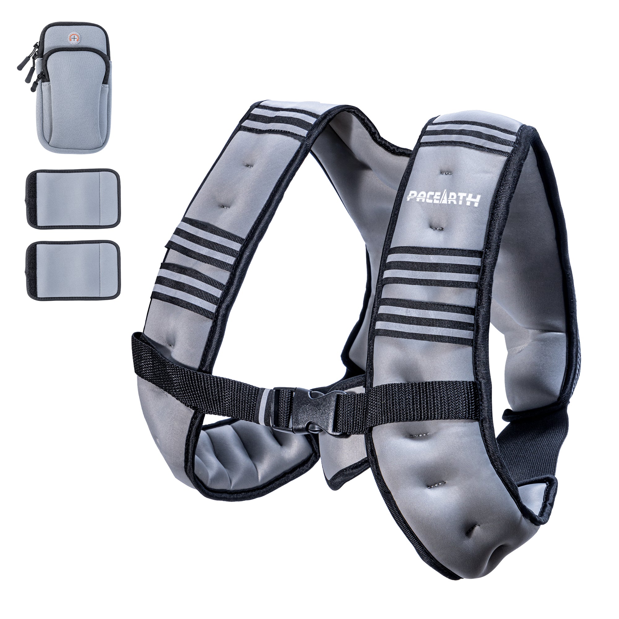 Pacearth Weighted Vest with Arm Strap Phone Pouch and Reflective Stripe 6lbs-30lbs - Image 16
