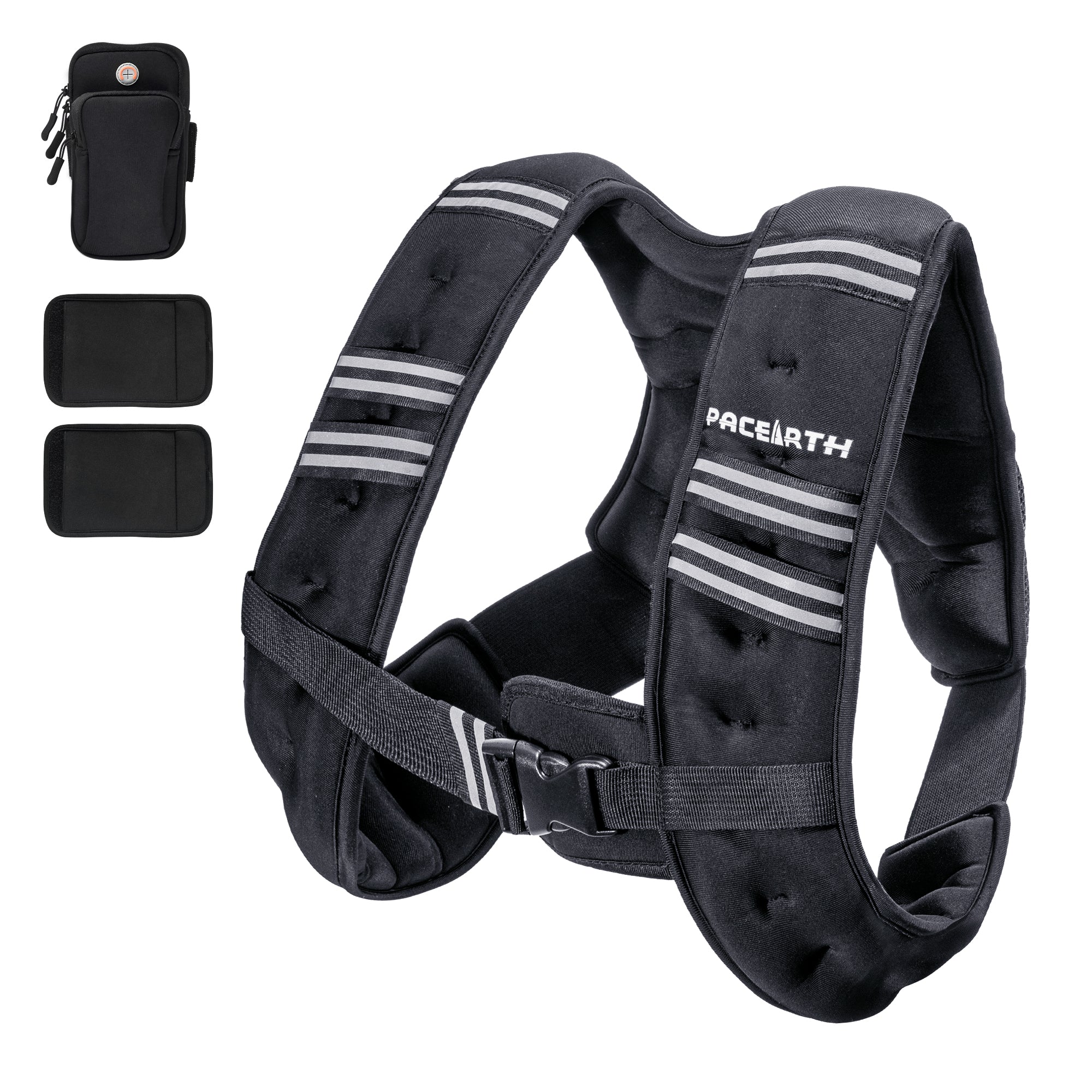 Pacearth Weighted Vest with Arm Strap Phone Pouch and Reflective Stripe 6lbs-30lbs