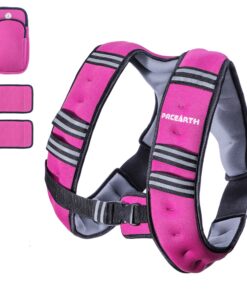 Alternative view of Pacearth Weighted Vest with Arm Strap Phone Pouch and  Reflective Stripe Pink& Grey