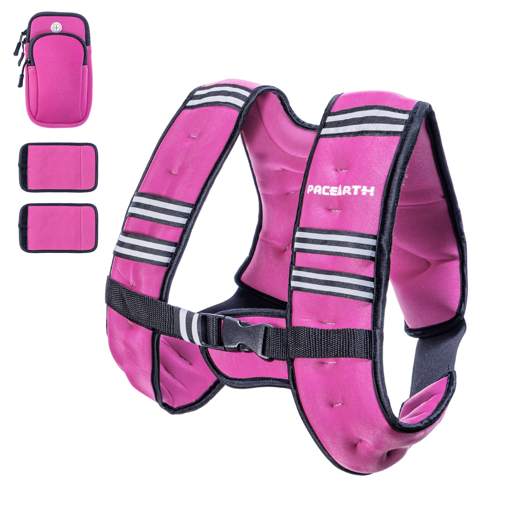 Pacearth Weighted Vest with Arm Strap Phone Pouch and Reflective Stripe 6lbs-30lbs - Image 17