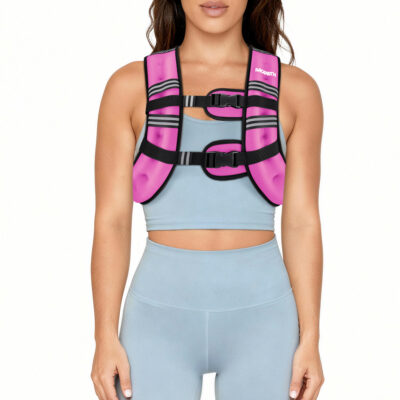Pacearth Weighted Vest with Arm Strap Phone Pouch and  Reflective Stripe Pink& Grey