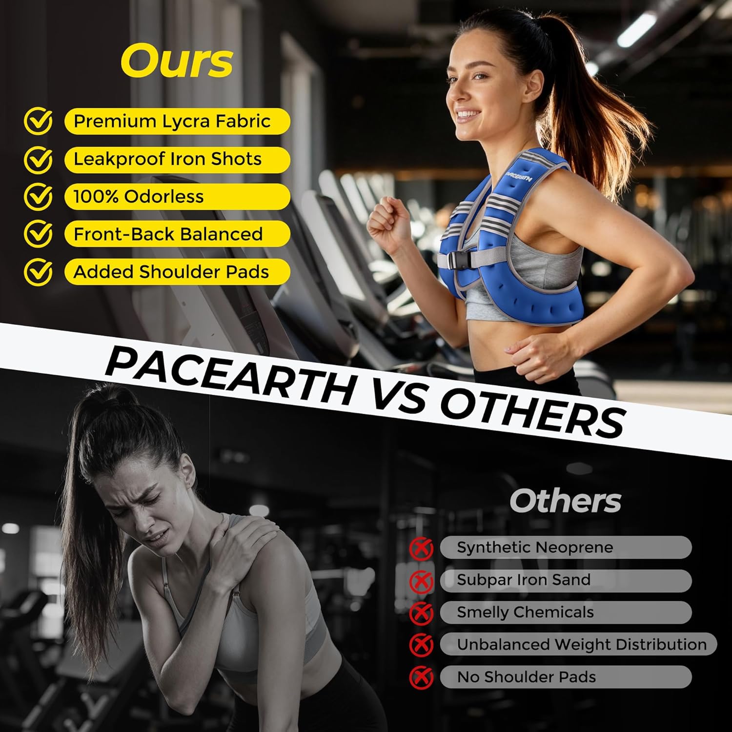 Pacearth Weighted Vest with Arm Strap Phone Pouch and Reflective Stripe Blue - Image 7