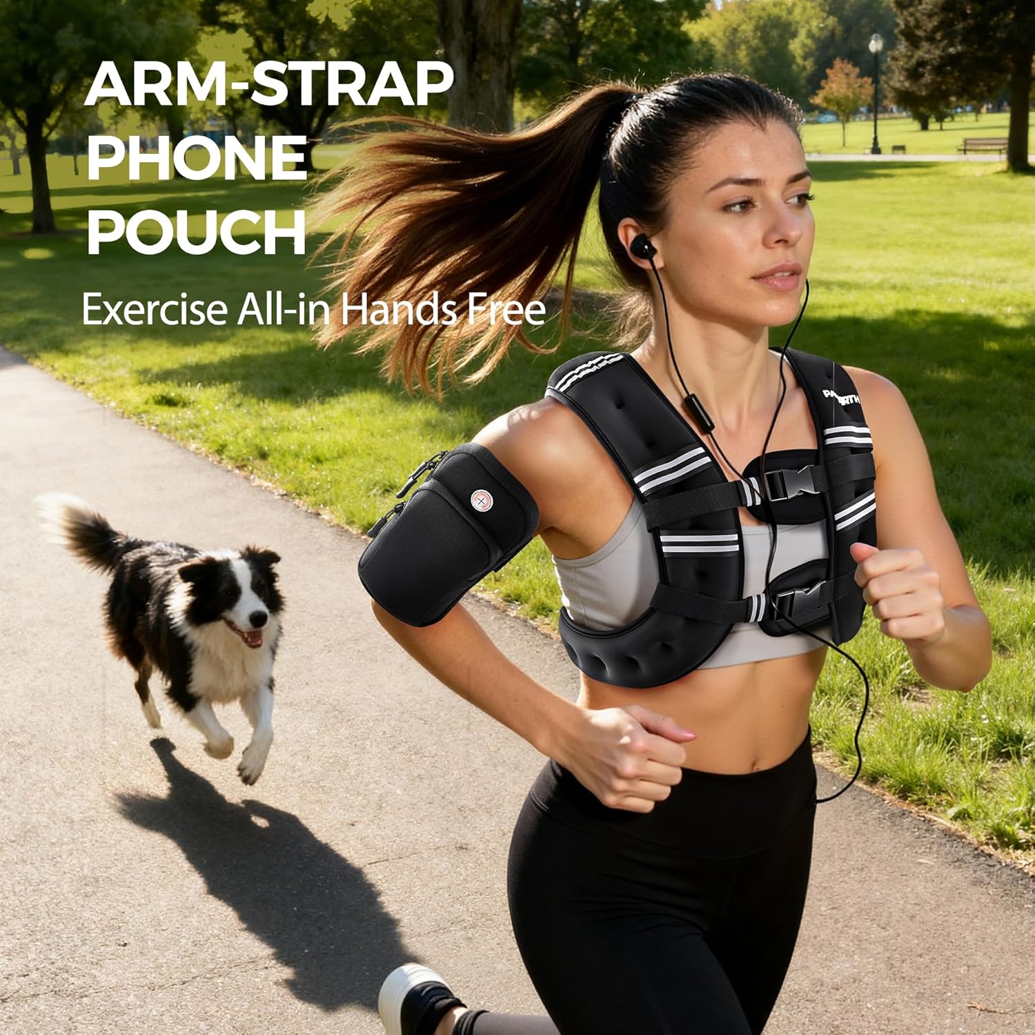 Pacearth Weighted Vest with Arm Strap Phone Pouch and Reflective Stripe 6lbs-30lbs - Image 14