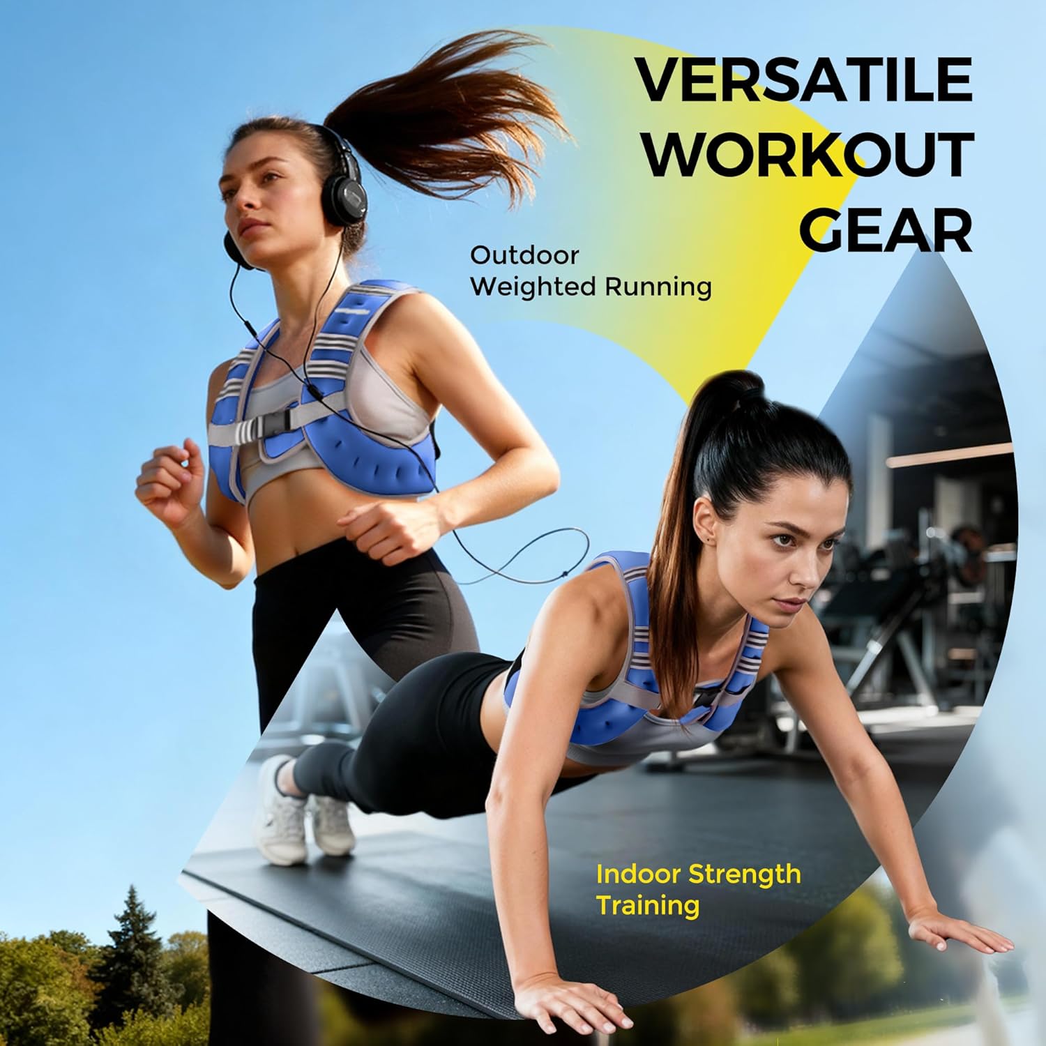 Pacearth Weighted Vest with Arm Strap Phone Pouch and Reflective Stripe Blue - Image 8