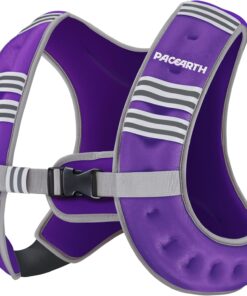 Alternative view of Pacearth Weighted Vest with Arm Strap Phone Pouch and  Reflective Stripe Purple