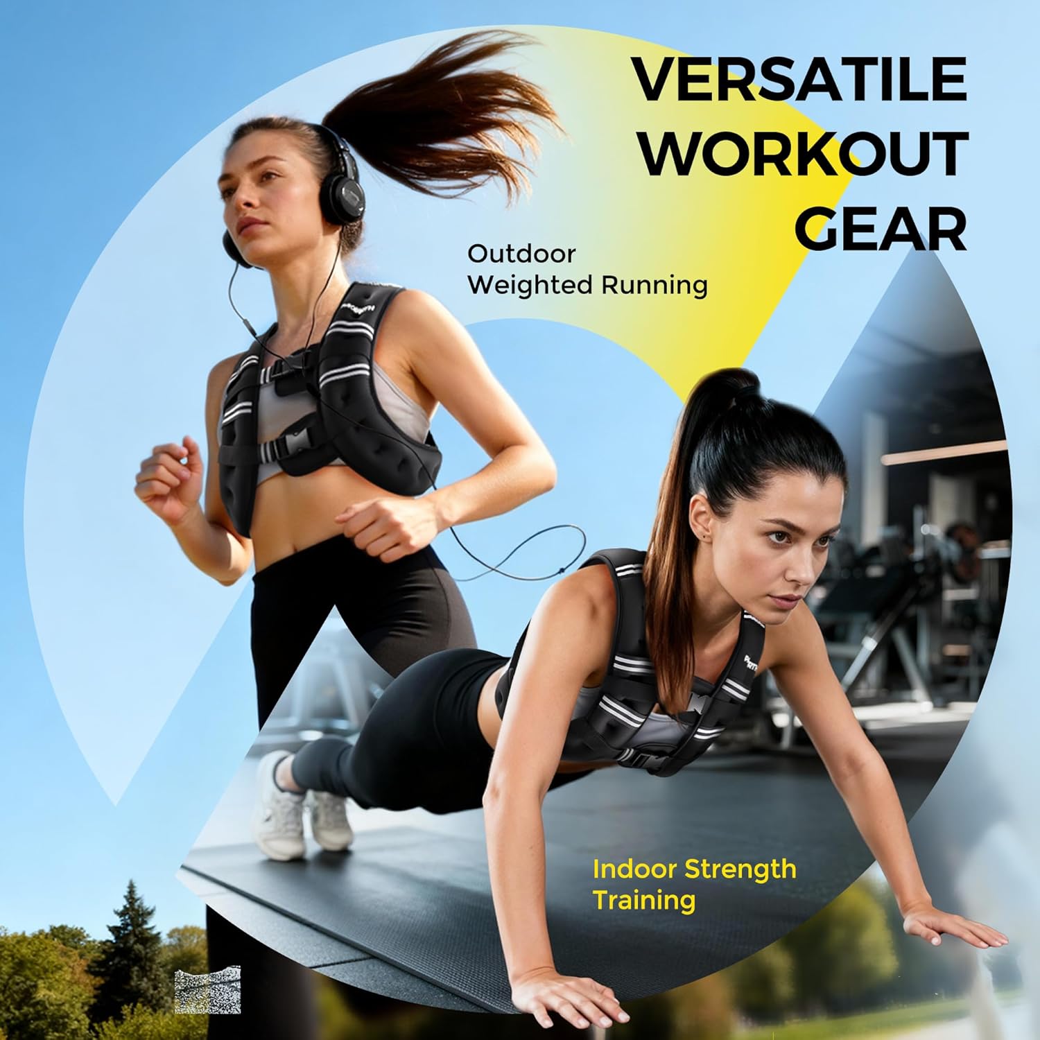Pacearth Weighted Vest with Arm Strap Phone Pouch and Reflective Stripe 6lbs-30lbs - Image 15
