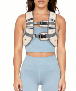 Pacearth Weighted Vest with Arm Strap Phone Pouch and  Reflective Stripe Beige