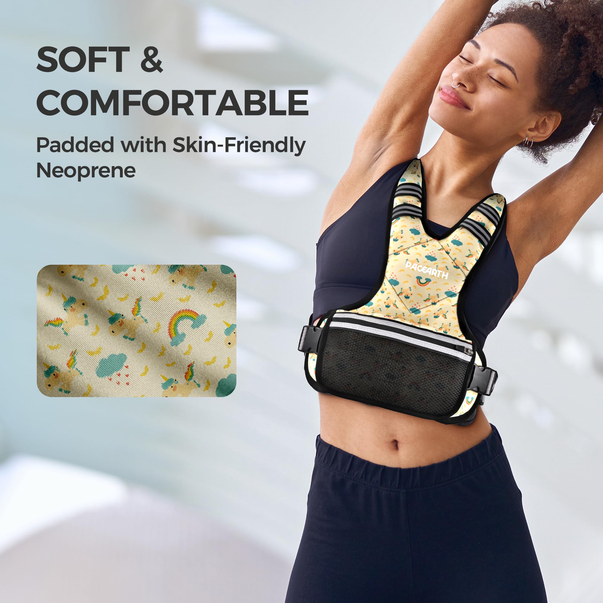 PACEARTH Adjustable Weight Vest 4-10lbs / 11-20lbs Patterned Yellow - Image 2