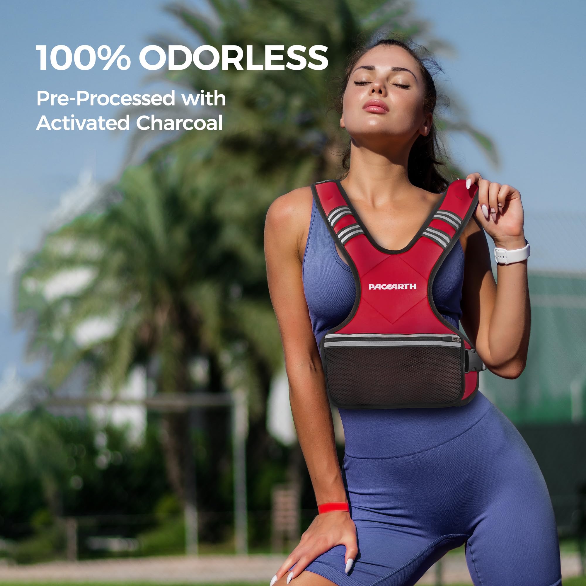 PACEARTH Adjustable Weight Vest 4-10lbs / 11-20lbs Red - Image 7