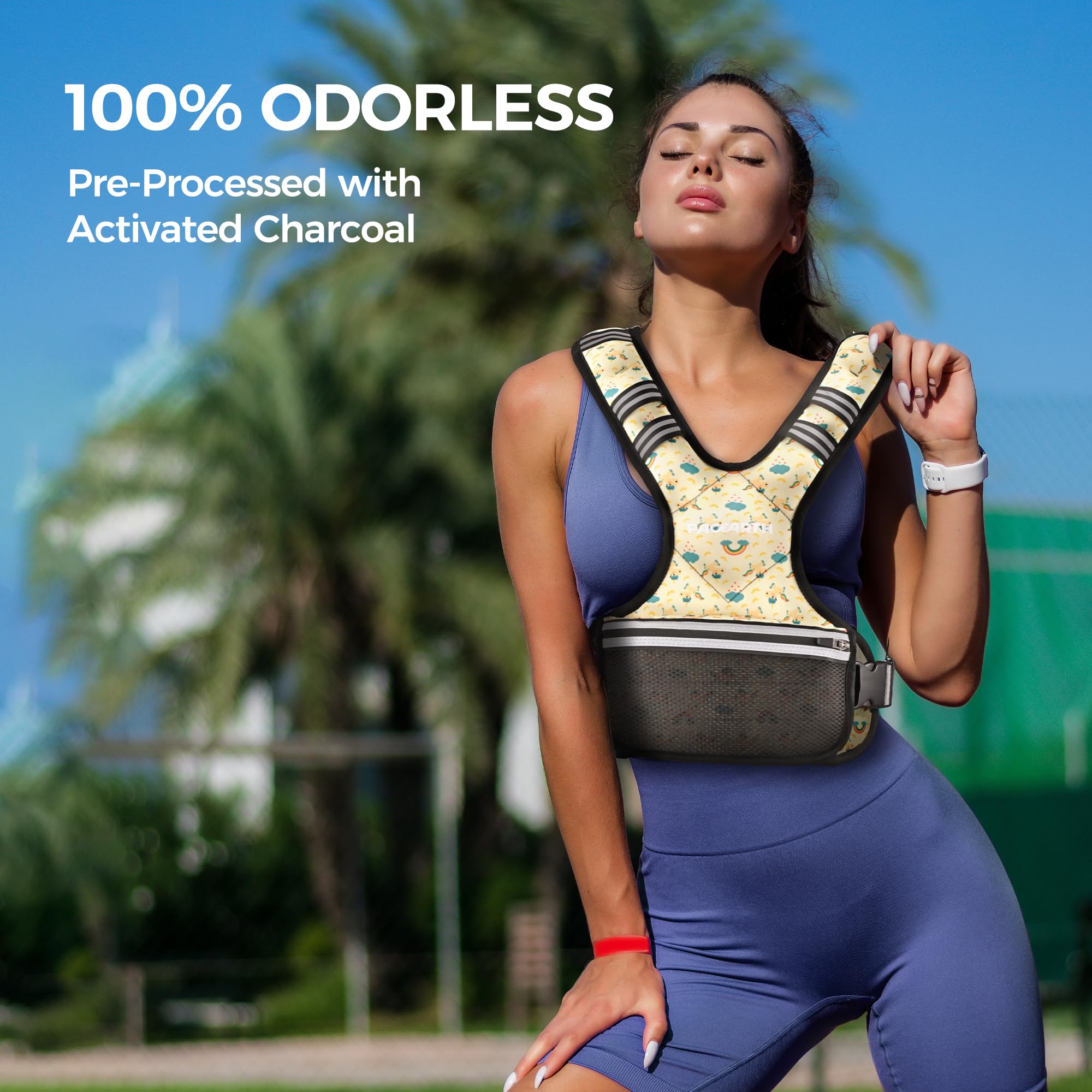 PACEARTH Adjustable Weight Vest 4-10lbs / 11-20lbs Patterned Yellow - Image 7